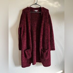 Joseph A Banks Women’s Maroon Cardigan Sweater with pockets Size:M